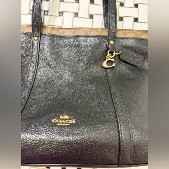 SOLD OUT
Black and Tan Leather Tote Bag - Picture 3 of 11